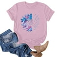 thumbnail image 4 of Outfmvch T Shirts for Women Short Sleeve Shirts for Women Graphic Tees Sunflower Butterfly Printed Shirt Short Sleeve Round Neck Outfit Clothes Workout Tops for Women Womens Tops 1PC Top Z1 Pink XL, 4 of 5