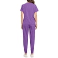 thumbnail image 5 of Muscularfit Pleated Matching Set Summer Shirt Scrubs for Women Set Work Sets Sets Purple Short Sleeve Crew Neck Women Sets, 5 of 5