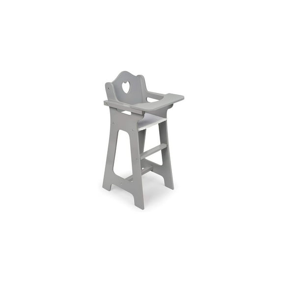 Doll High Chair - Gray Metal Frame, Rocking Legs, Storage Basket - Fits 20" Dolls