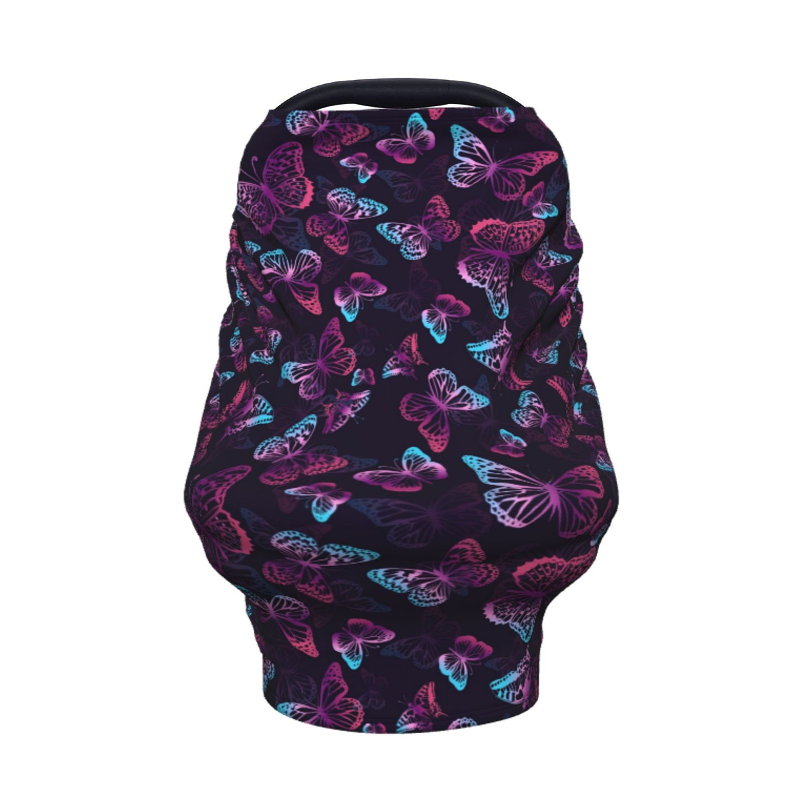 Fotbe Purple Butterfly Pattern Car Seat Covers for Babies, Nursing Breastfeeding Cover Infant Carseat Canopy, Soft Stretchy Carrier Cover