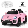 thumbnail image 3 of Topbuy 12V Toddler Ride On Car Volkswagen Beetle Kids Electric Toy w/Remote Control Pink, 3 of 6