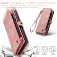 thumbnail image 5 of Allytech Magnetic Detachable Wallet Case for Google Pixel 9 Pro XL with Card Slots & Zipper Pocket, Support Wireless Charging, PU Leather Wrist Strap Shockproof Full Protection Flip Case, Pink, 5 of 9