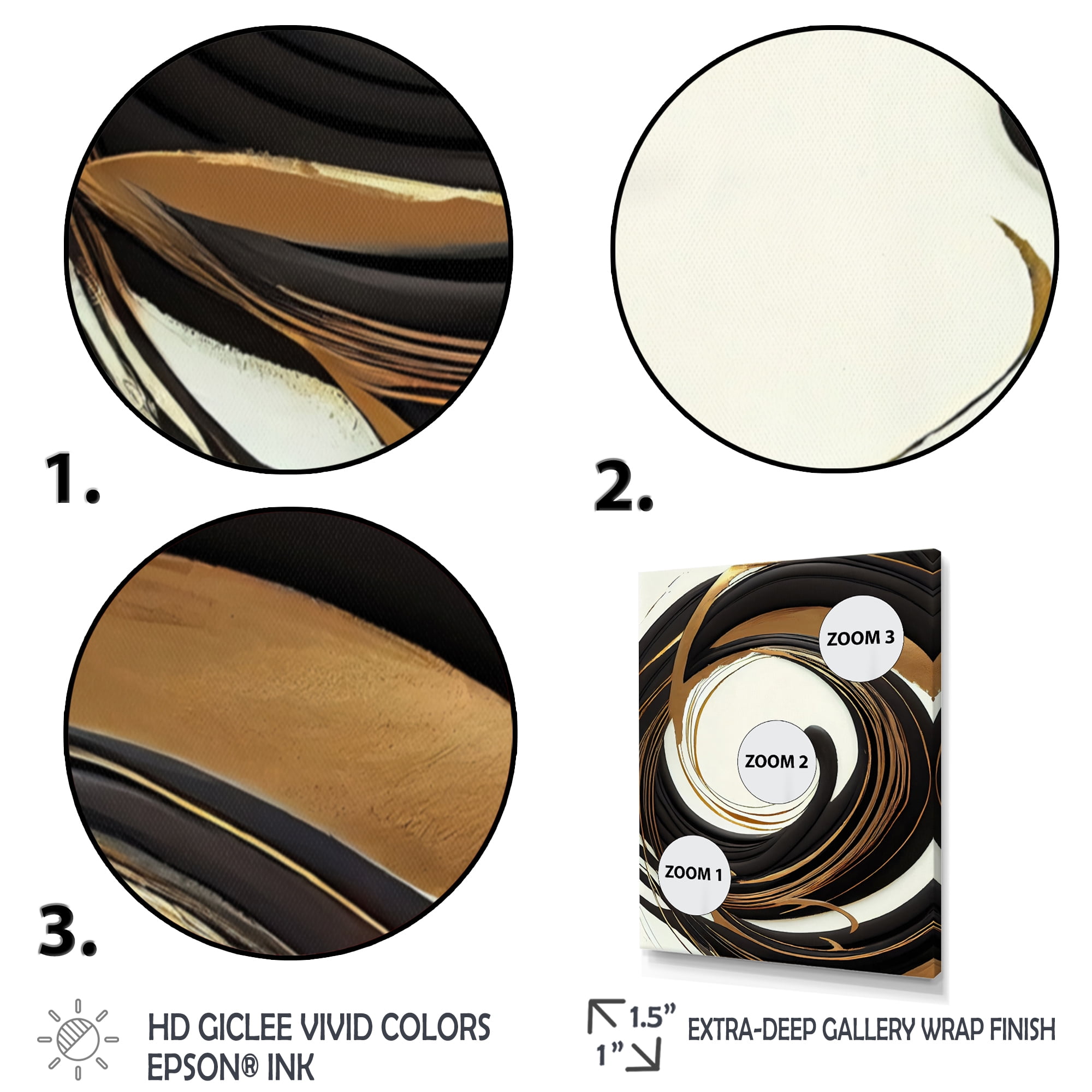 Designart Gold Glamour Circle V Canvas Wall Art