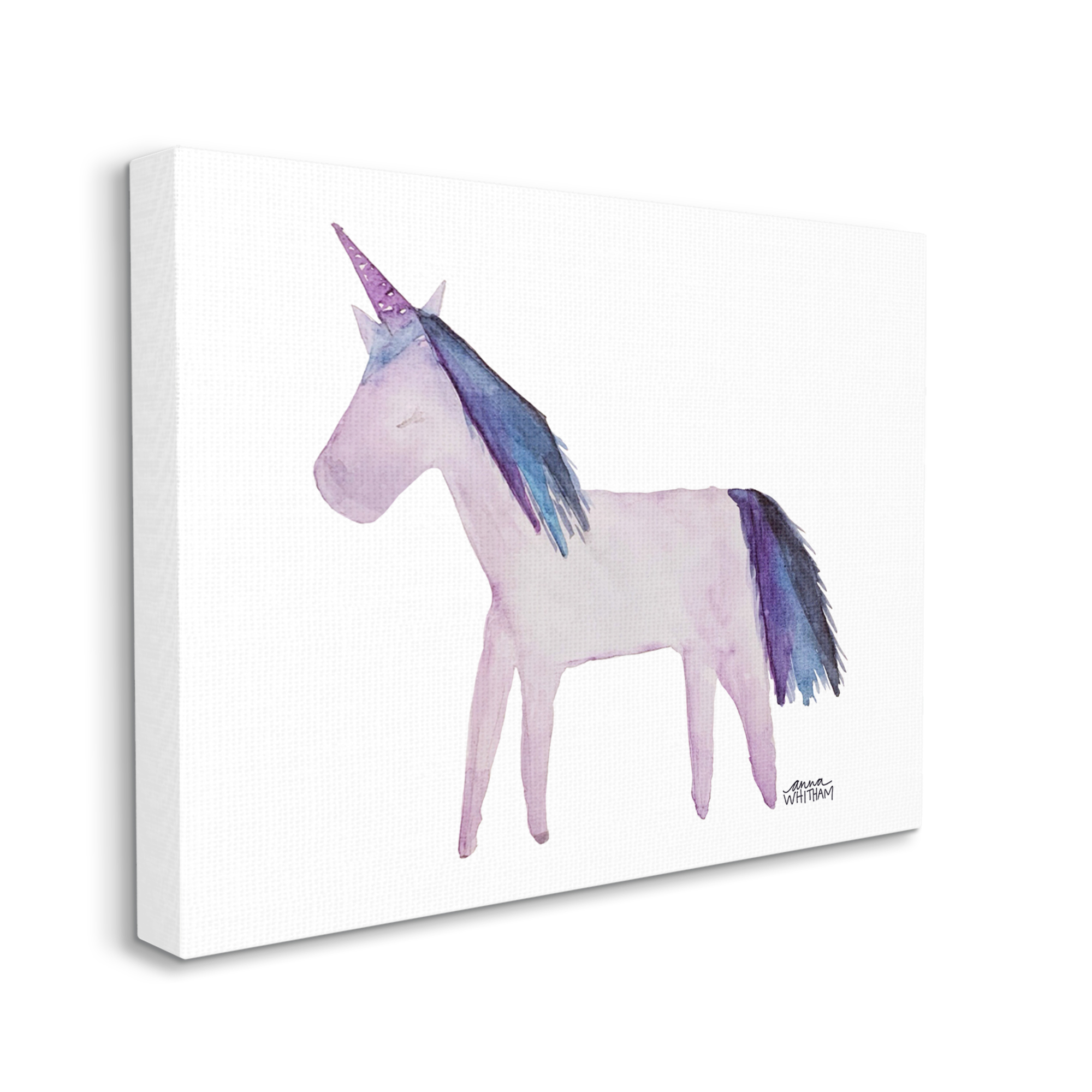 Stupell Industries Purple Fantasy Unicorn Pony Watercolor Effect Painting Canvas Wall Art, 20 x 16, Design by Anna Whitham