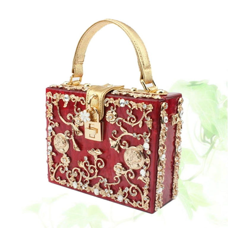 Box Designer evening bag diamond flower Clutch Bag hollow relief Acrylic luxury  handbag banquet party purse women's Shoulder bag