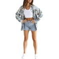 thumbnail image 4 of Txlixc Blusa de mujer, chaqueta de camisa de botón de manga larga con solapa a cuadros, traje de otoño de mujer Txlixc moda, 4 of 7