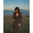 thumbnail image 5 of Women Yoga Jumpsuits Workout Ribbed Long Sleeve Zip Front Sport Jumpsuits, 5 of 6