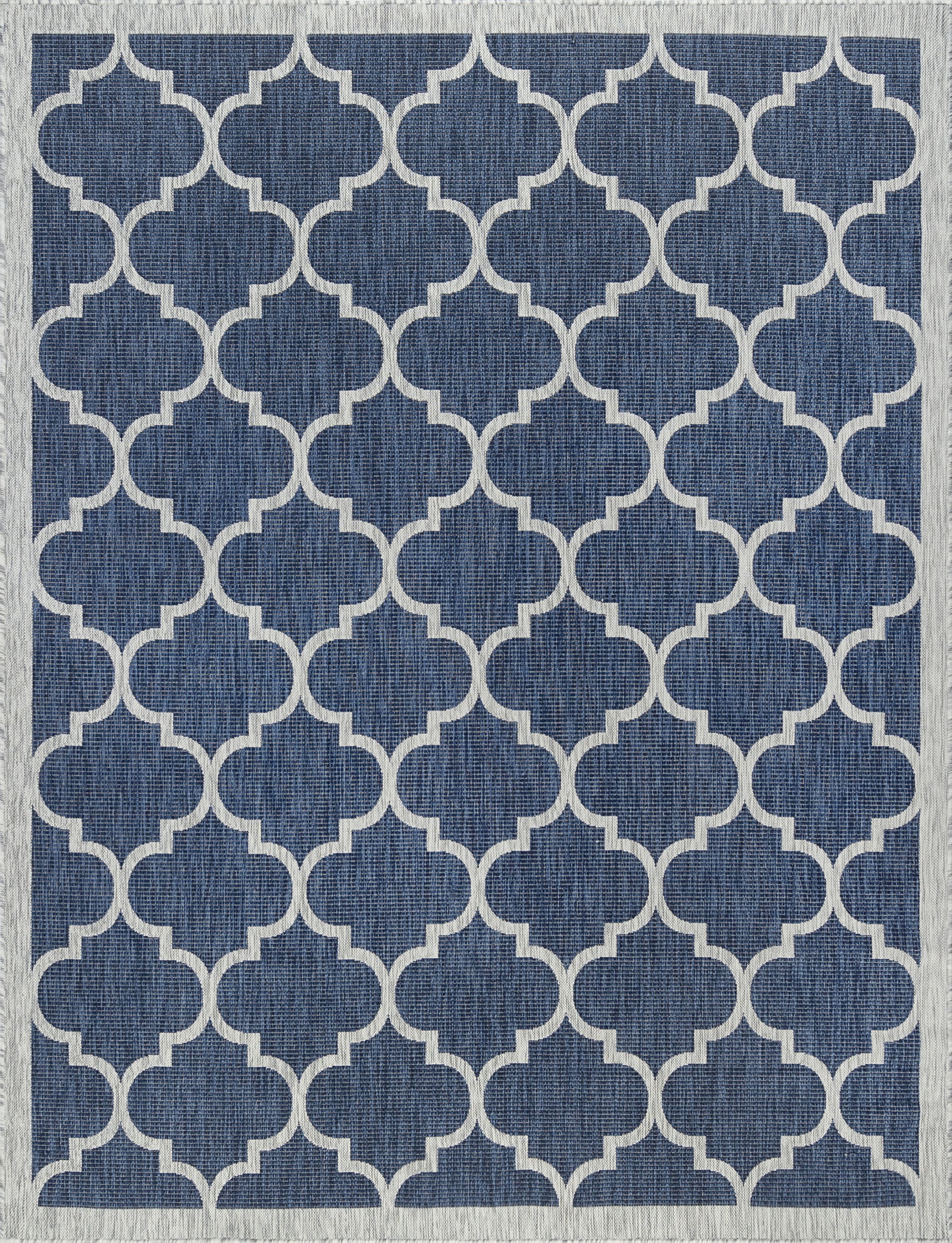 Veranda Contemporary 5' x 7' Navy and Light Gray Polypropylene Outdoor Area Rug