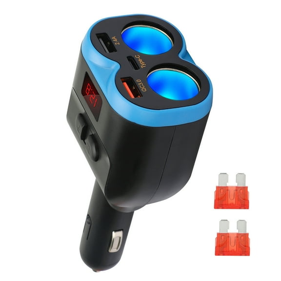 5-in-1 Smart Car Charger Fast Charging Ports, Volt Monitor for GPS, Dashcam Accessory Charger