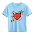 thumbnail image 2 of DAETIROS Boys 100% Cotton Heart Arrow Graphic T-Shirt Blue Short Sleeve Crew Neck Tee Relaxed Fit Soft Breathable Valentine's Day Top Ages 4-10,Size 5 T, 2 of 7