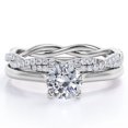 thumbnail image 1 of JeenMata Anillo de Bodas de Eternidad Cruzada de 1,75 ct, Juego de Anillos con Garras, Chapado en Oro Blanco de 18 K sobre Plata (Personalice la Banda de Su Anillo), 1 of 6