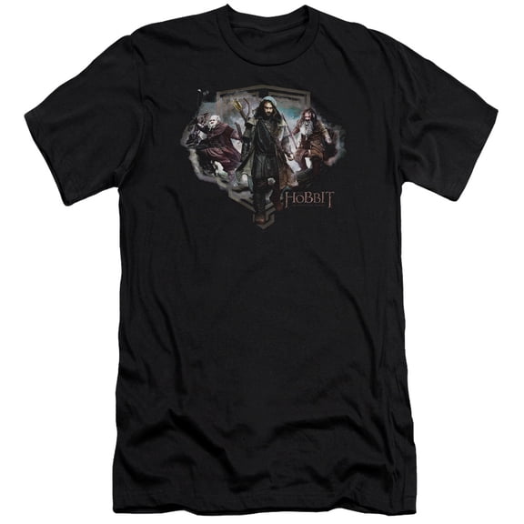 The Hobbit Three Dwarves Premium Canvas Adult Slim Fit 30/1 T-Shirt Black