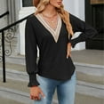 thumbnail image 6 of BLVB Women's Casual Lace V Neck T Shirts Dressy Lantern Long Sleeve Tops Loose Tunic Blouses Fall Clothes, 6 of 6