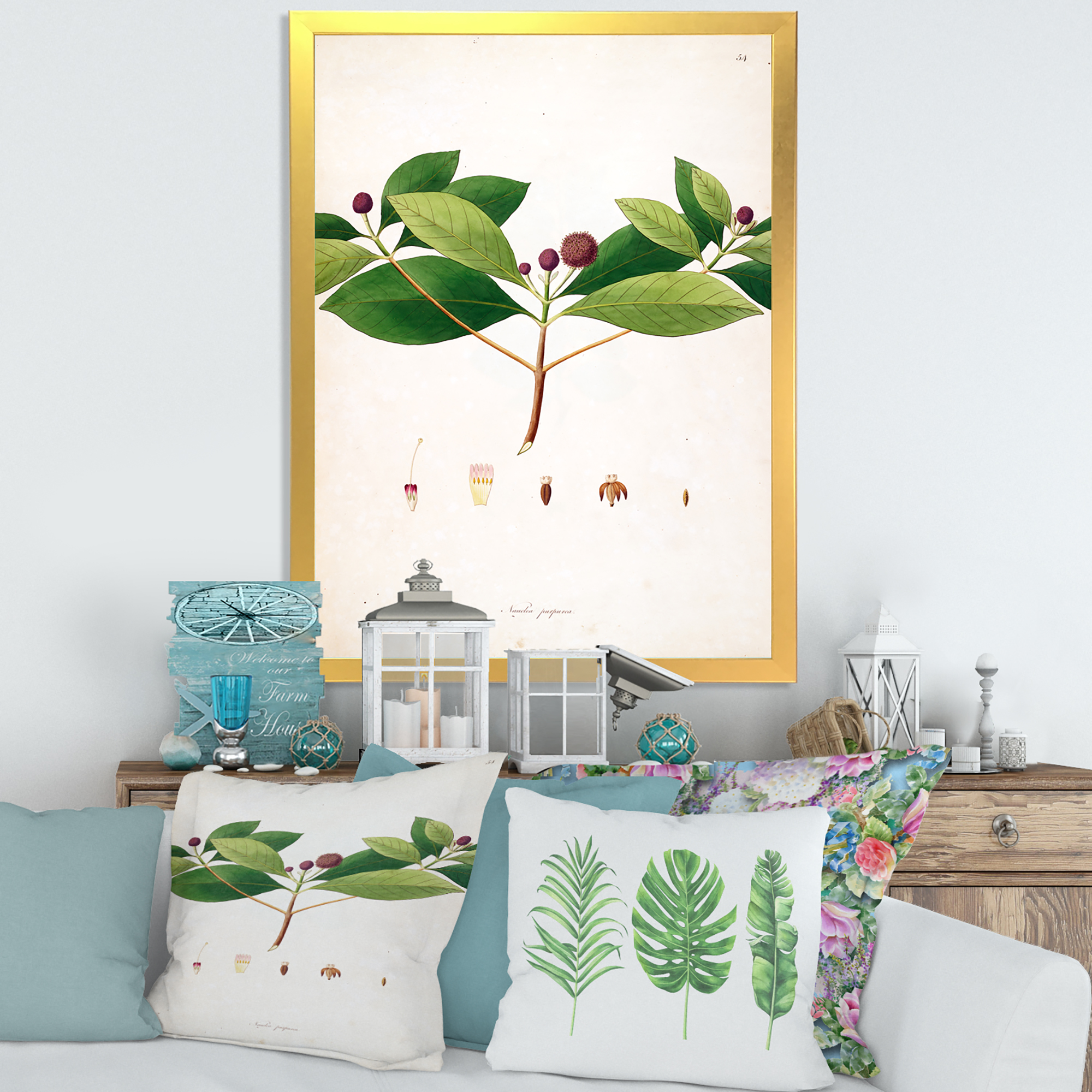 Designart 'Ancient London Plants X' Farmhouse Framed Art Print