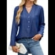 thumbnail image 3 of Blusas Tipo Túnica Informales Holgadas con Cuello en V y Larga para Mujer con Bolsillo Azul Oscuro XL, 3 of 10