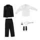 thumbnail image 4 of Figura masculina a escala 1/6, ropa para muñeca, abrigo, traje completo, pantalones, camisa informal negro, 4 of 9