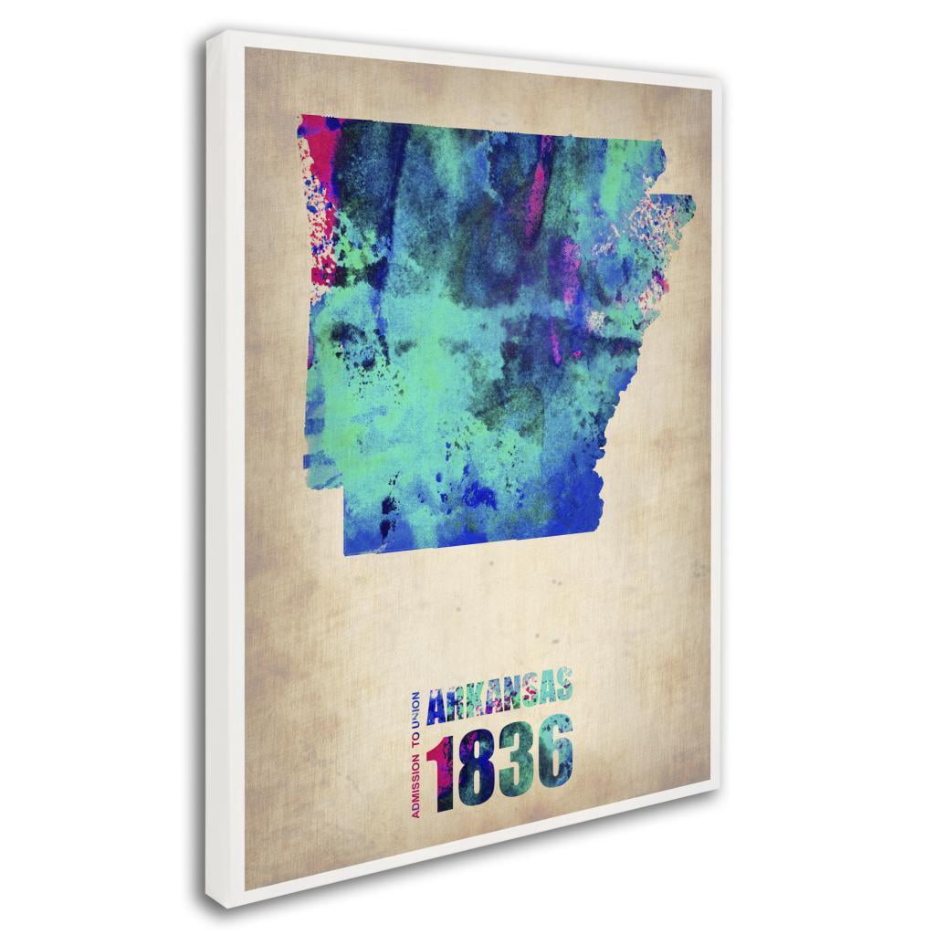 Trademark Fine Art "Arkansas Watercolor Map" Canvas Art by Naxart