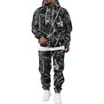 thumbnail image 2 of JULMCOMO Mens Tracksuit Tree Leaf Print Drawstring Hooded Casual Loose Fit Pullover Sweatshirt Drawstring Jogging Pants Sweatsuit Fall Winter 2 Piece Sets Gray 3XL, 2 of 5