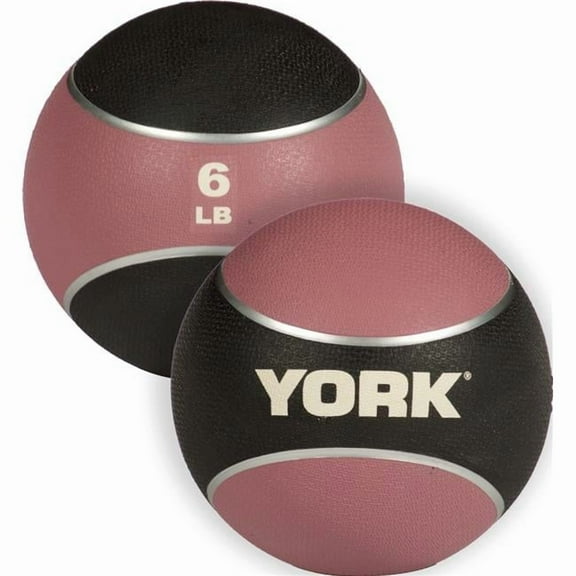 York Barbell 65106 6 lbs 2 Tone Medicine Rubber Ball, Pink