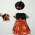 thumbnail image 6 of Odeerbi Kids Girls Halloween Witch Role Playing Clothes Stage Performance Outfits Kids Fashion Cute Party Princess Dress with Witch Hat Set Kids Clothes Orange, 6 of 8