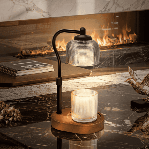Candle Warmer Lamp with Timer Dimmer Adjustable Height for New Home Decor, Birthday Gifts for Women,Candle Warmer for Women Mom Christmas Mother's Day Gfit, Walnut
