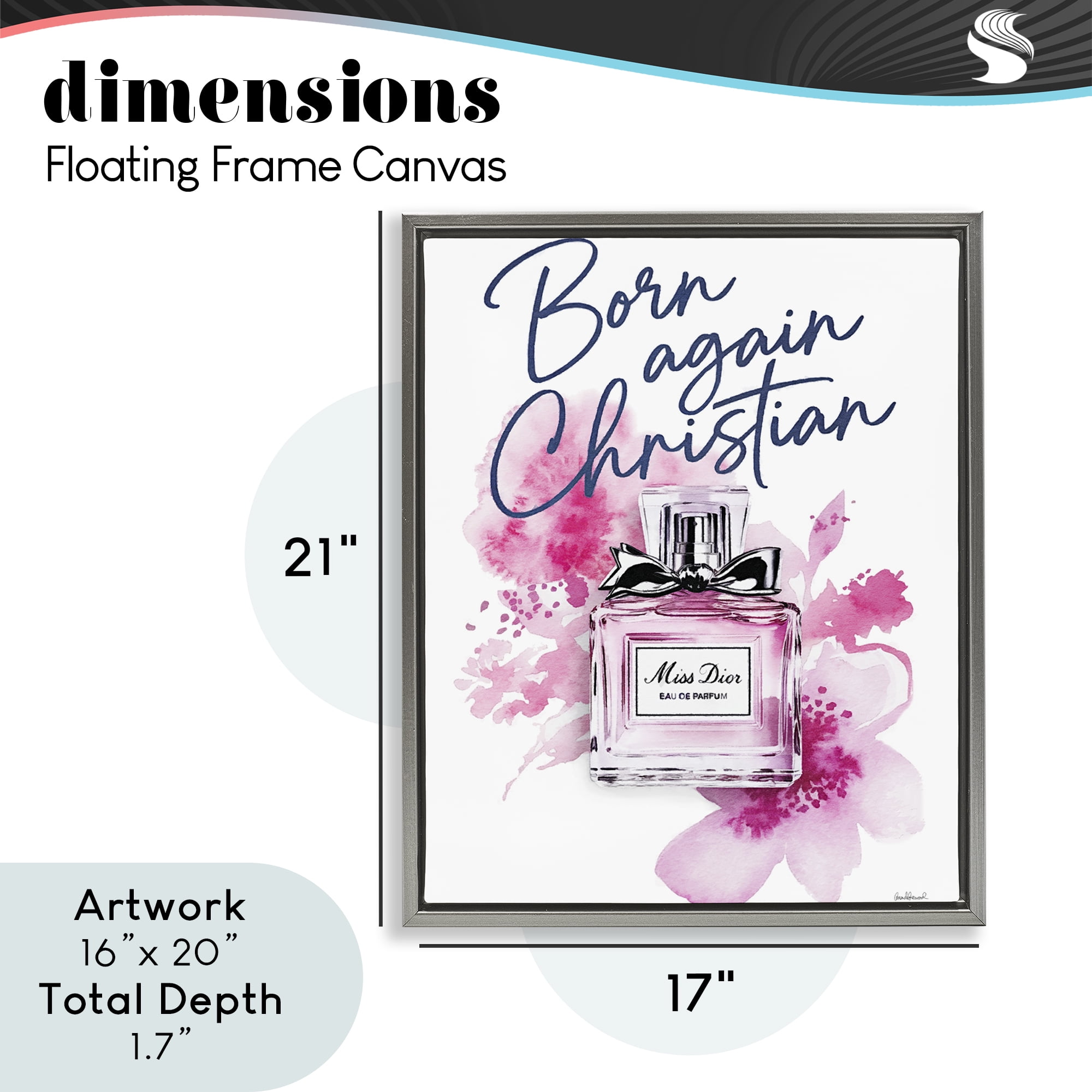 Born Again Christian with Fragrance Gray Framed Floater Canvas Wall Art, design by Amanda Greenwood