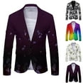 thumbnail image 3 of CENL Mens Casual Forma Blazer Button Slim Fit Oversized Suit Printing Coat Jacket, 3 of 5