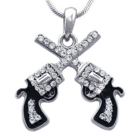 cocojewelry Cowboy Cowgirl Double Crossing Revolver Gun Pistol Pendant