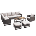 thumbnail image 4 of PARKWELL 7 Pieces Outdoor Furniture Seating Group,Wicker Cushioned Sectional Conversation Sofa Set Swivel Glider Ottoman,Beige, 4 of 13