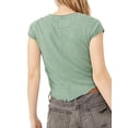 thumbnail image 3 of EYIIYE Hauts Basiques Unis pour Femmes, Blouses Ajustées à Col Rond, T-shirt à Manches Courtes, Ourlet Roulé, Hauts Courts pour Adolescentes pour l'Été, 3 of 5