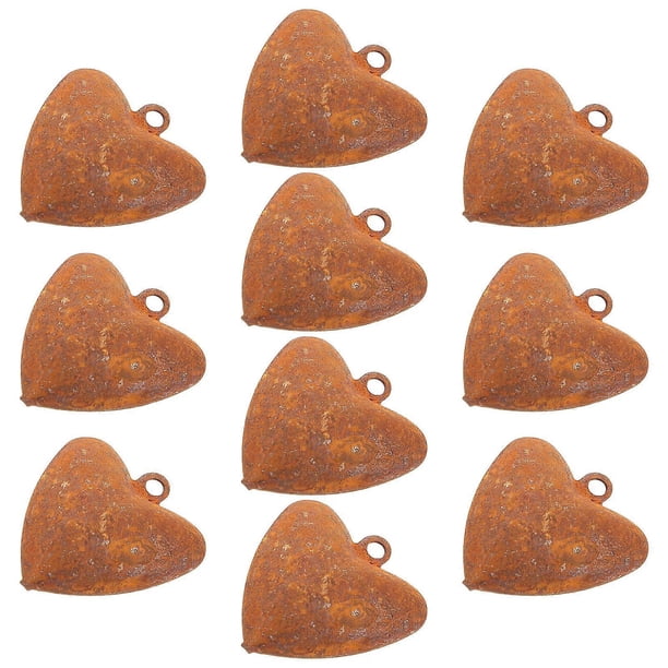 Rustic Heart Shaped Jingle Bells Iron Christmas Ornaments for Seasonal Decor, DIY Crafts, Wreaths & Fireplace Accents 10pcs