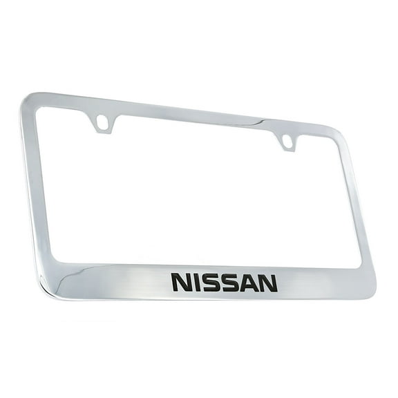 Nissan wordmark chrome plated metal license plate frame holder 2 hole