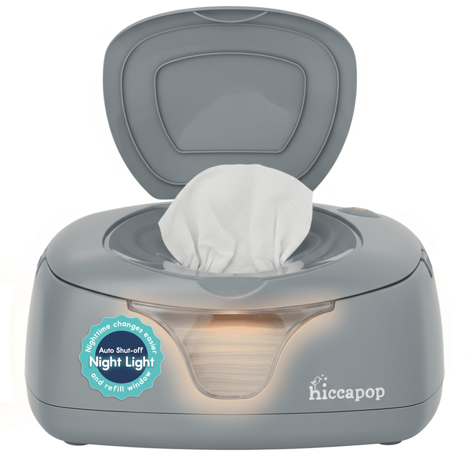 Hiccapop Baby Wipe Warmer and Wet Wipes Dispenser with Changing Light, Gray