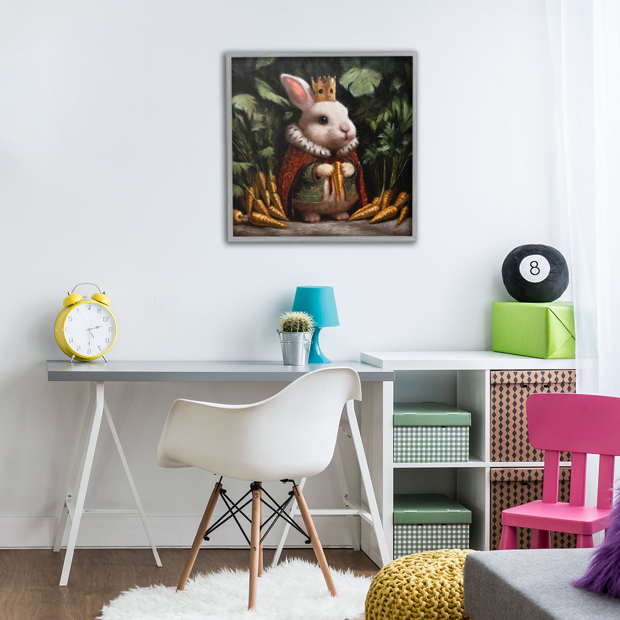 Stupell Industries Carrot Gold Royal Rabbit Gray Framed Giclee Art, design by Lucia Heffernan
