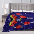 thumbnail image 4 of DouZhe Ultra-Soft Micro Fleece Lightweight Flannel Bed Blanket, Cyborg Alien Robot Astronaut Print Cozy Warm Throw Blankets, 50"x40", 4 of 7