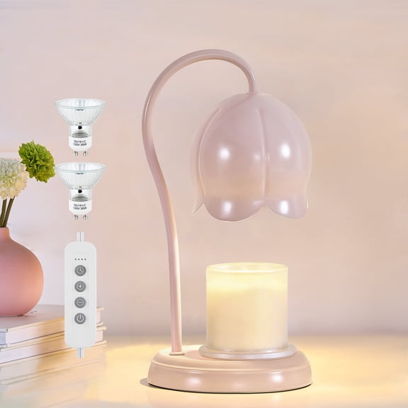 NATYSWAN Pink Candle Warmer Lamp with Timer, Dimmable, 2 Bulbs Included for Home Decor & Housewarming