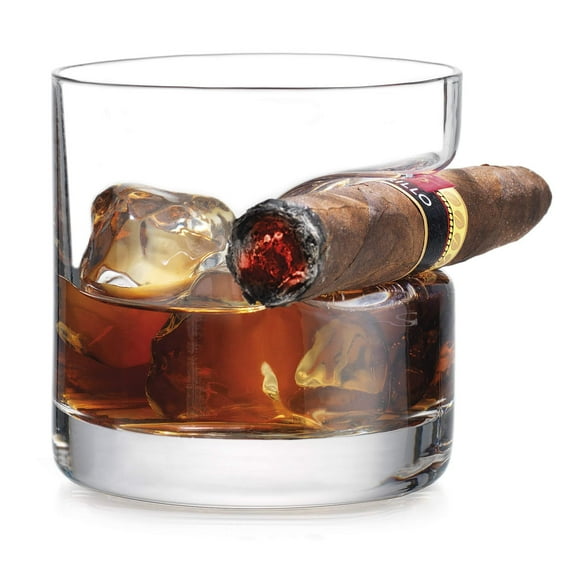 Father's Day Gifts for Men, Cigar Whiskey Glass, Old Fashioned Whiskey Glasses With Indented Cigar Rest, Gifts for Dad