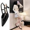 thumbnail image 2 of Miluxas Pointed Toe Slingback Kitten Heels for Women, Leather Stiletto Heel Pumps Elegant Bridal Heel Dating Party Work office Backless Pumps Shoes Black 7(39), 2 of 9