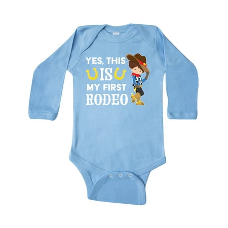 

Inktastic Yes this IS my First Rodeo- cowboy in hat and boots Gift Baby Boy Long Sleeve Bodysuit
