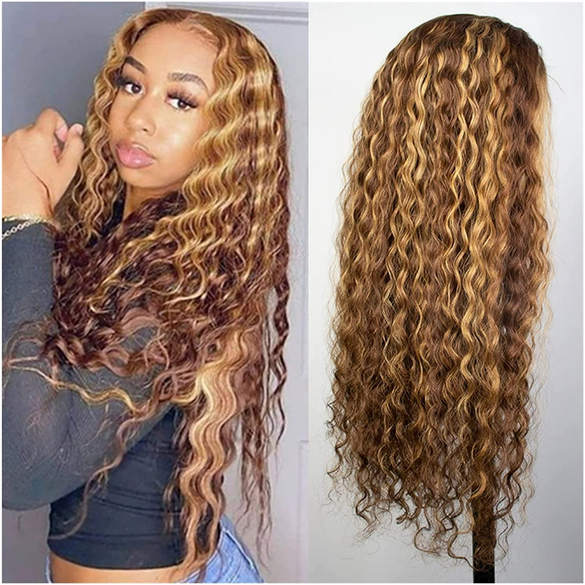 8-26 Inch man Hair Wigs Highlight Curly Color Lace Front Wigs Lace Frontal  Wig Deep Water Wave Brazilian Hair Preplucked for Black Women (Density :  Ombre 180%, Stretched Length : 12inches) | Walmart Canada