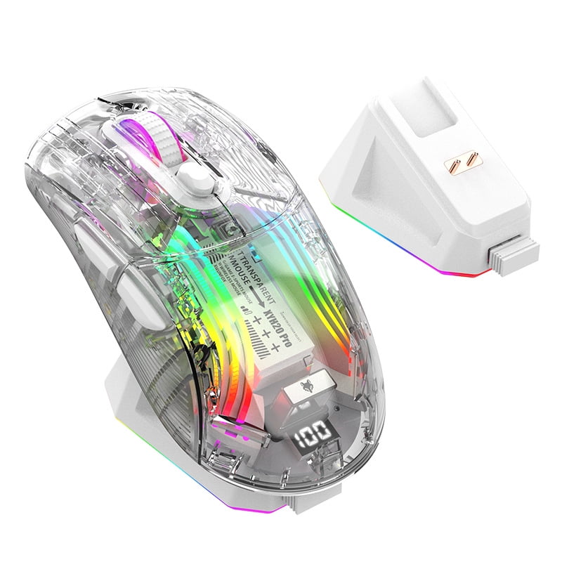 Transparent RGB Gaming Mouse Bluetooth Wireless Wired Digital Display Type-C Rechargeable Mute Computer PC Gamer Mause