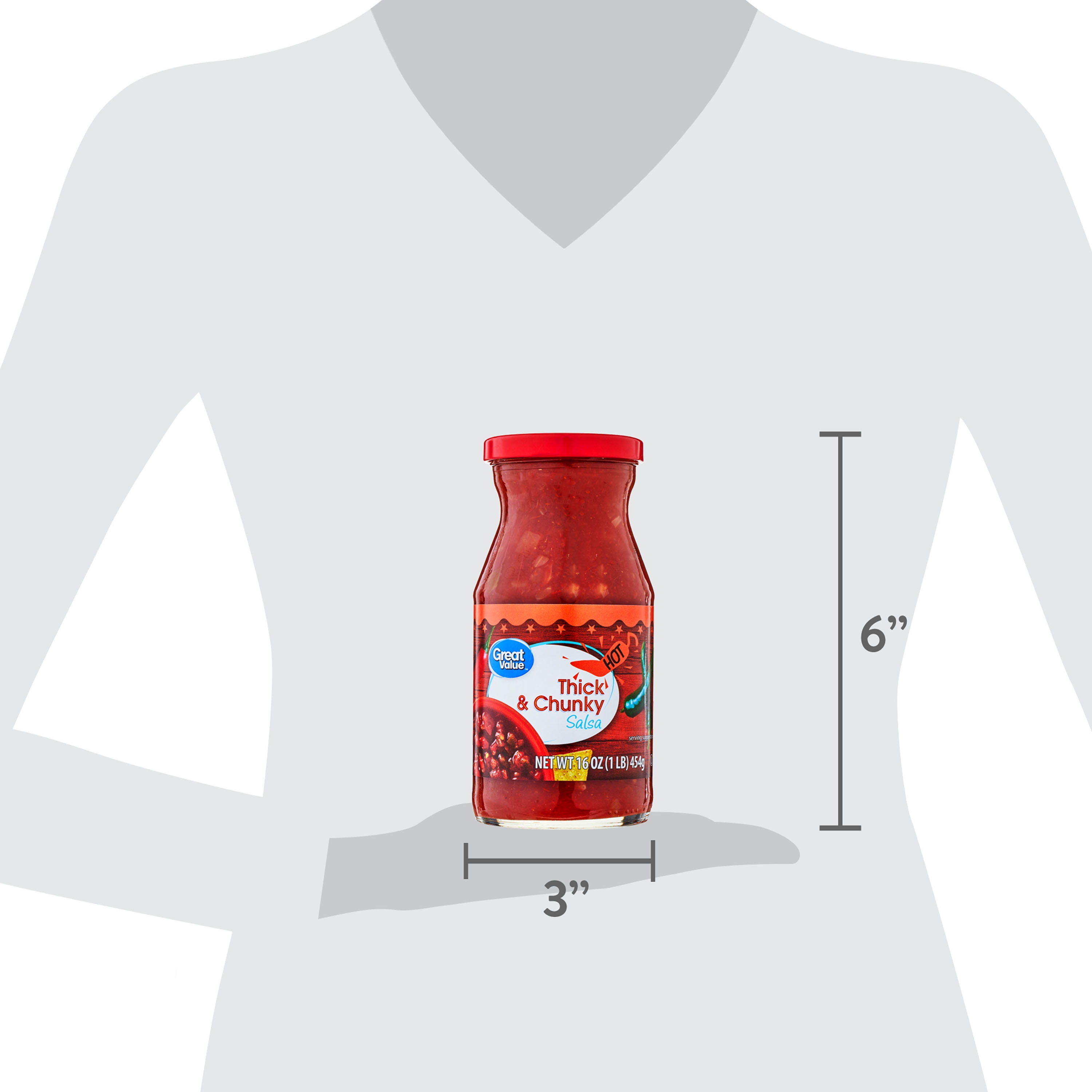 (4 pack) Great Value Thick and Chunky Hot Salsa, 16 oz