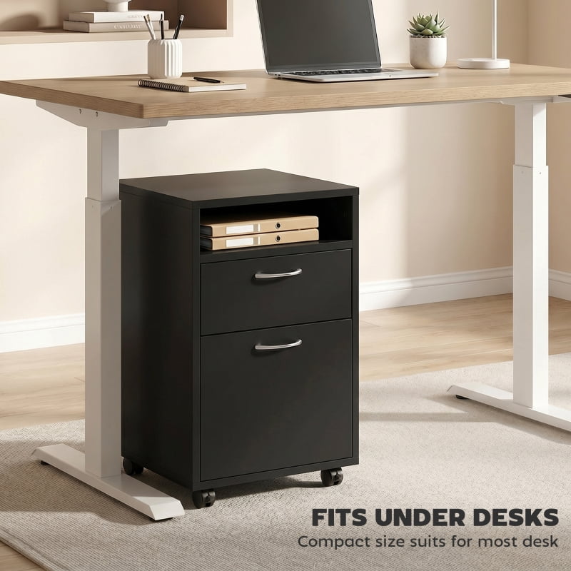 Alvantor Mobile Printer Storage Cabinet with Drawer & Cabinet, Rolling Organizer on Wheels 15.7"W x 13.8"D x 23.6"H Black