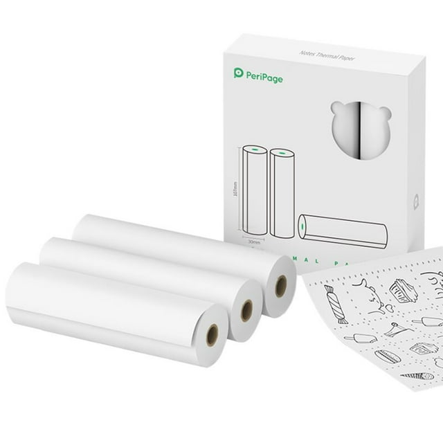 PeriPage 107 x 30mm Notes Thermal Paper Roll BPA-Free Non-adhesive Receipt Printing Paper Waterproof Oil-proof Friction-proof for PeriPage A9 Max/A9s Max Mini Wireless BT Thermal Mobile Prin