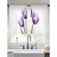thumbnail image 2 of Purple Tulip Sheer Curtains for Living Room Bedroom, Light-filtering Sheer Curtain, Transparent Flower LigRod Pocket Voile Window Treatment Drapes, 52’’Wx54’’L, 2 Panels Set, 2 of 7