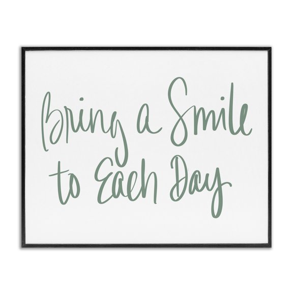 Stupell Industries Modern Bring A Smile Each Day Phrase Green Cursive Black Framed Giclee Art, 30 x 24, by SD Graphics Studio