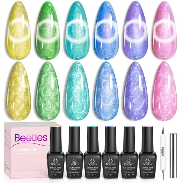Set de esmaltes de uñas Beetles Cat Eye Gel Esmalte de uñas, 6 colores