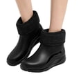thumbnail image 2 of Domuza Short Ankle PVC Rain Boots for Men, Waterproof Soft Plus Cotton Galoshes, Non-Slip Wear Resistant Flat Rubber Shoes, Fashion Casual Footwear Black 7.5 (EU-40), 2 of 4