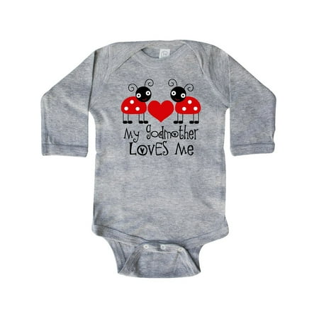 

Inktastic My Godmother Loves Me Gift Baby Boy or Baby Girl Long Sleeve Bodysuit
