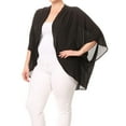 thumbnail image 2 of MOA COLLECTION Women's Plus Size Solid Dolman Sleeve Draped Open Front Chiffon Cardigan, 2 of 4